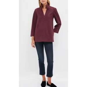 Tuckernuck Winetasting Suede Margot Stand Collar Blouse M NWT